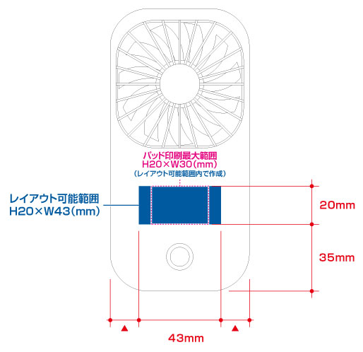 ポータブル＆スタンドファン印刷範囲