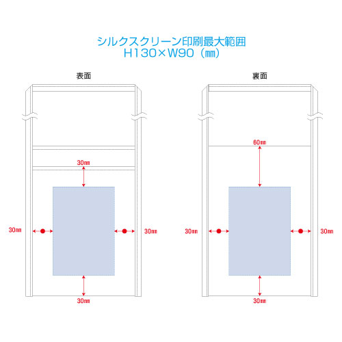 フラットレジャーサコッシュ：印刷範囲